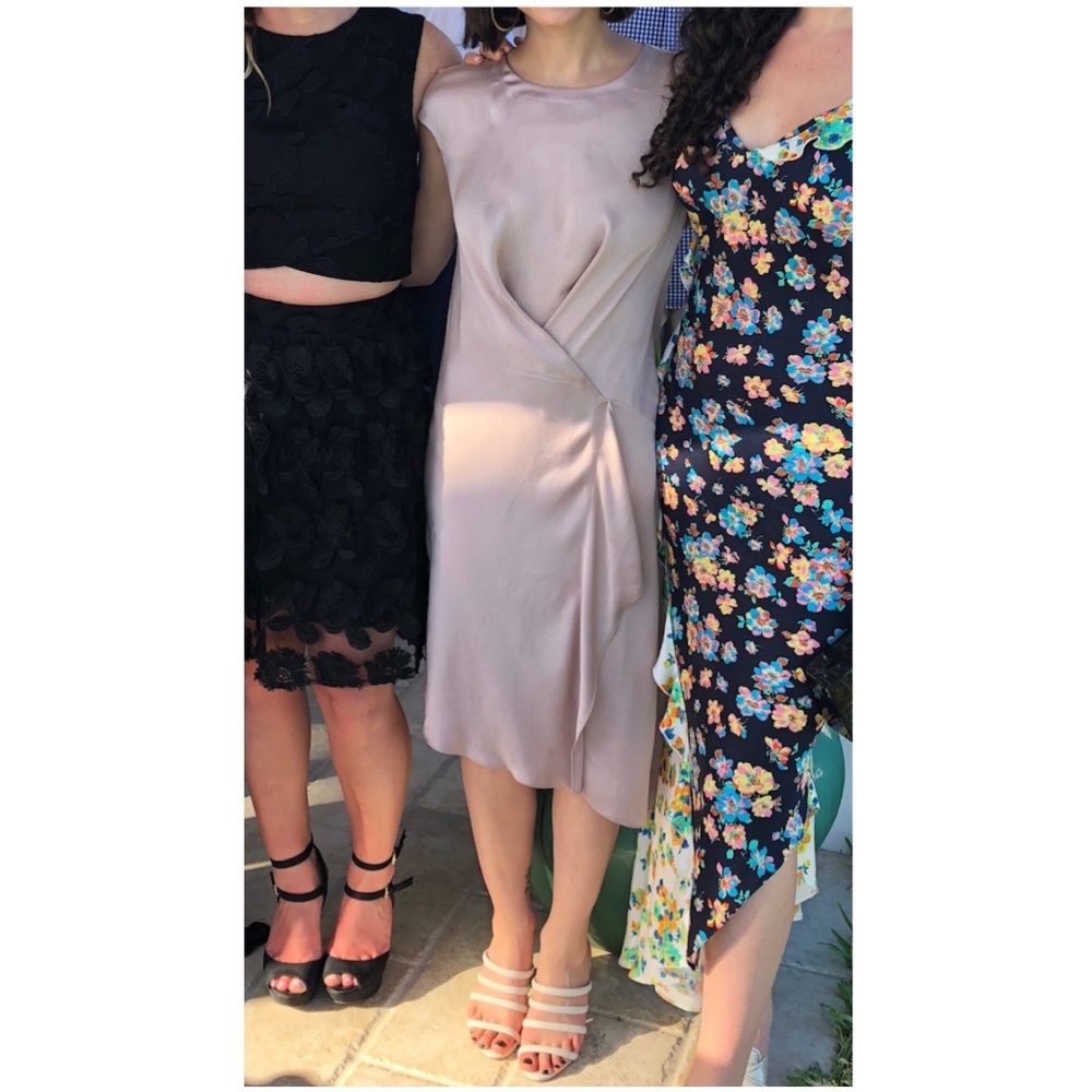 • all saints • blush silk drape dress
